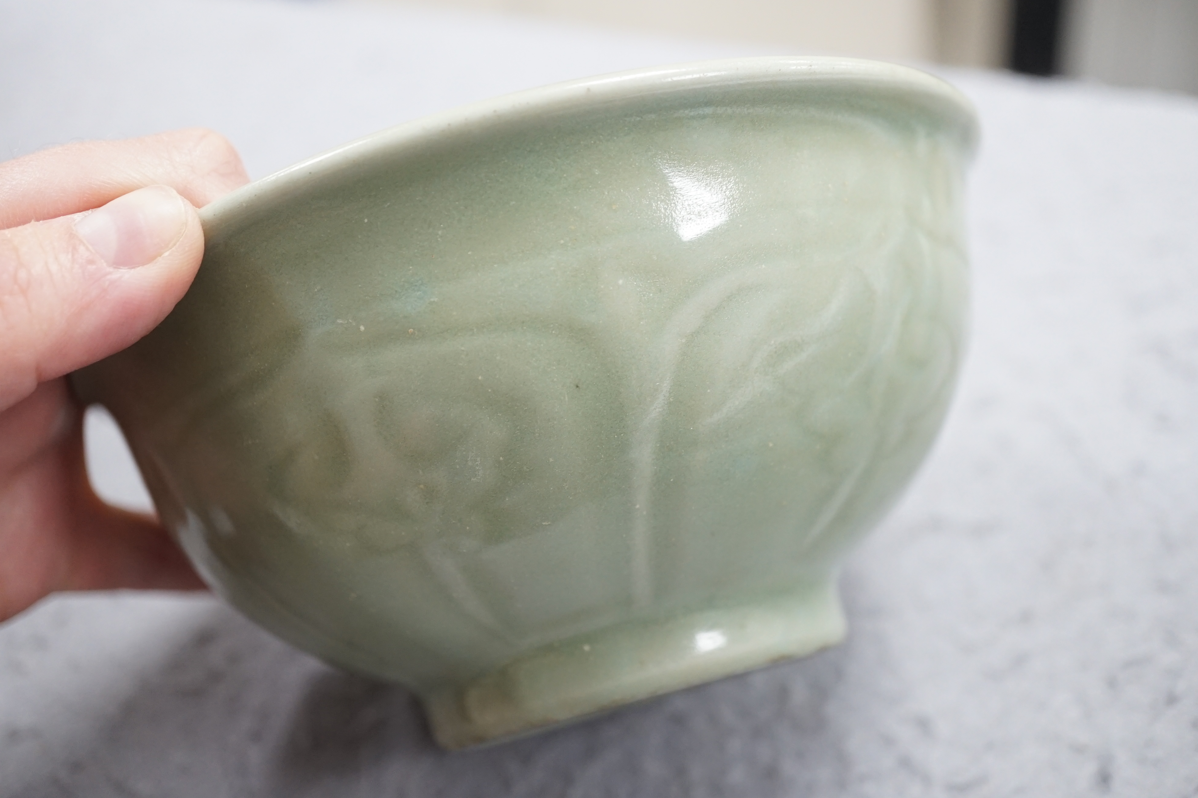 A Chinese Longquan celadon bowl, Yuan Dynasty